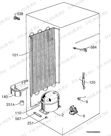 Взрыв-схема холодильника Privileg 357966_7890 - Схема узла Cooling system 017